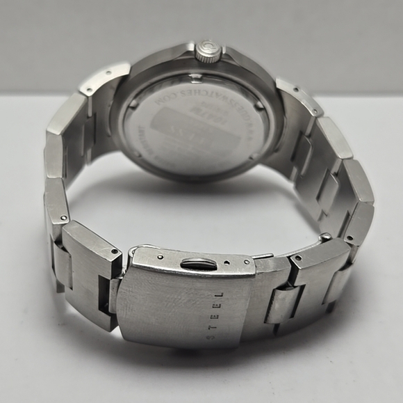 Mens Guess Waterpro Chronograph 42mm Watch G10117G Silver Blue New Battery - Picture 9 of 10